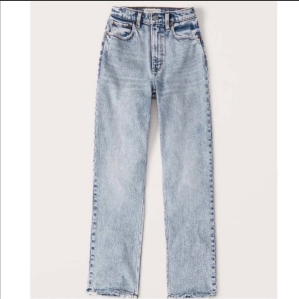 Abercrombie 90s ultra high rise straight jeans acid wash